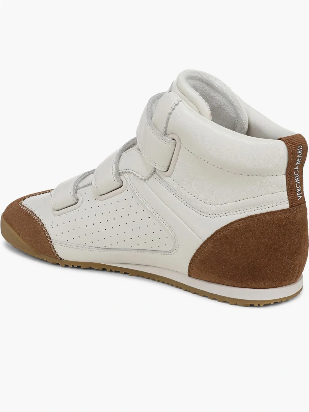 Veronica Beard White and Brown High-Top Velcro Sneakers
